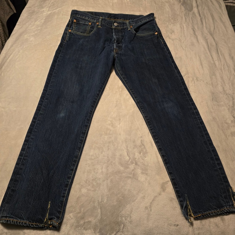 Levis 501 CT Custom Tapered Jeans Mens 34 Dark Wash Indigo Button Fly Denim